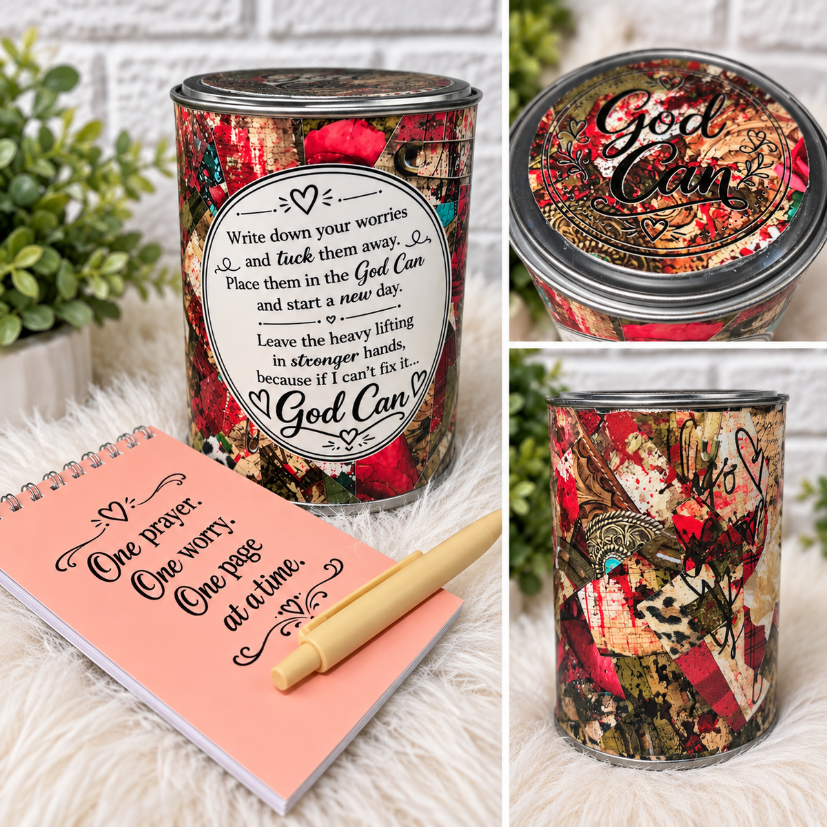 The Original God Can Gift Set™ by She Shed Designs by Debi |Handmade Faith Encouragement Gift with Notepad & Pen (#34 )
