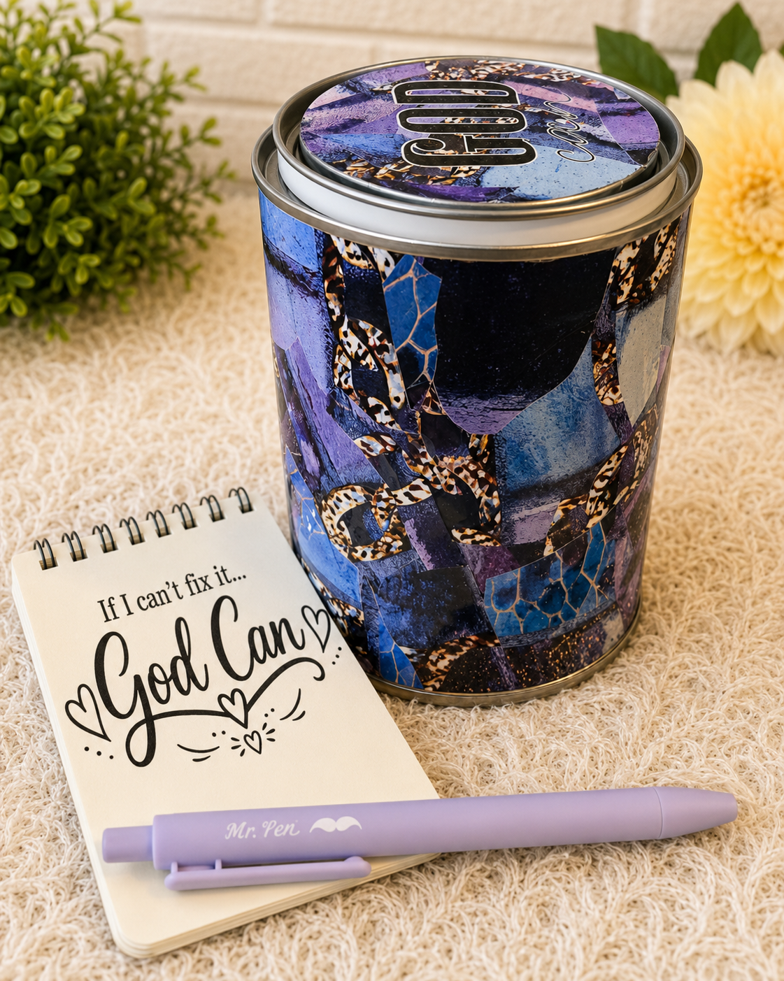 The Original God Can Gift Set™ by She Shed Designs by Debi |Handmade Faith Encouragement Gift with Notepad & Pen (#10)
