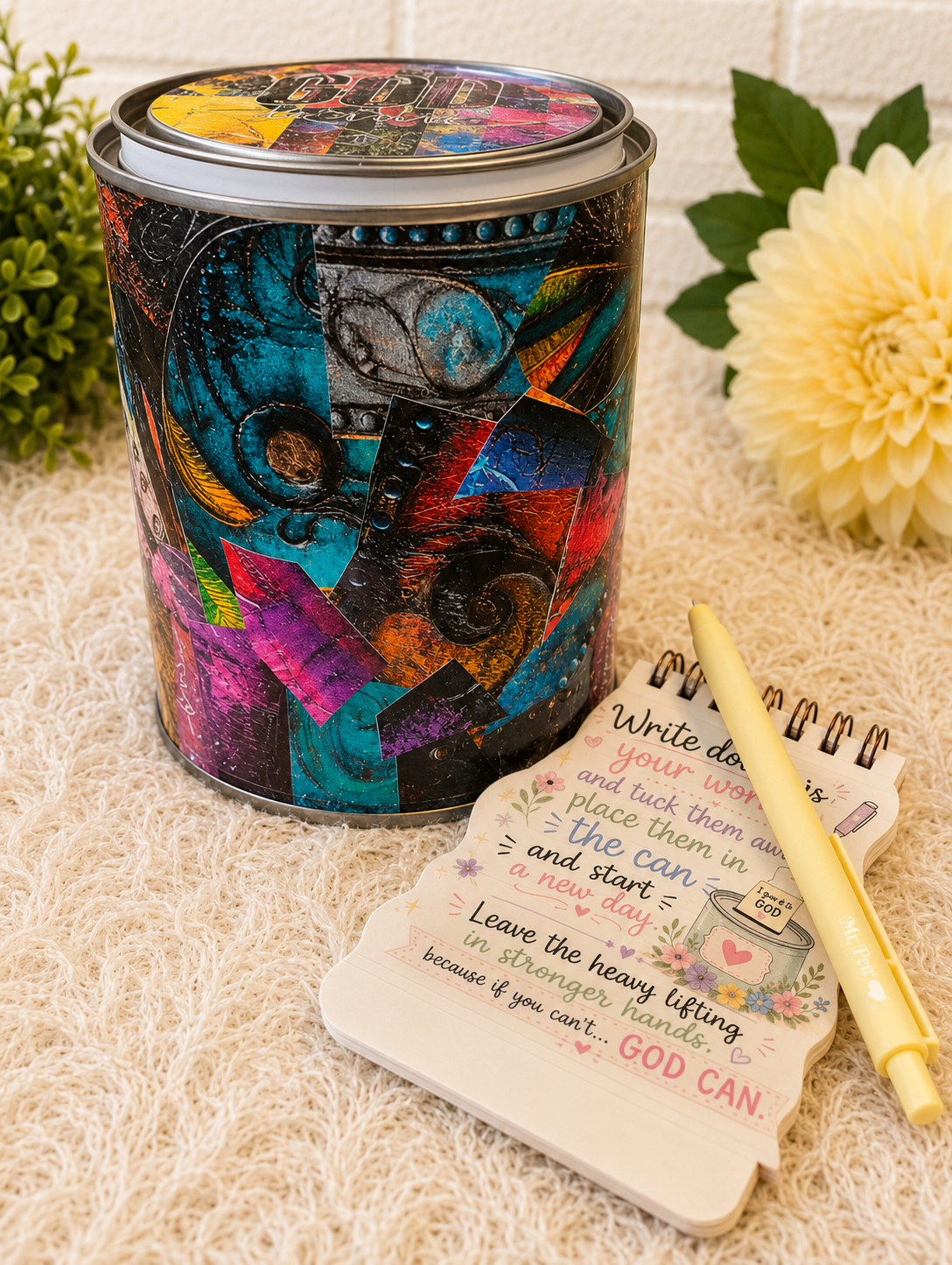 The Original God Can Gift Set™ by She Shed Designs by Debi |Handmade Faith Encouragement Gift with Notepad & Pen (#9)