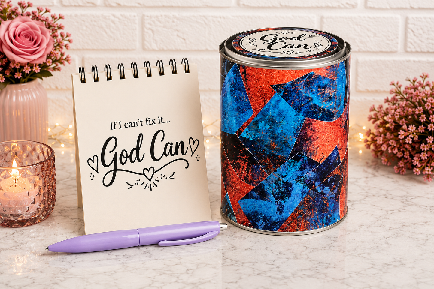 The Original God Can Gift Set™ by She Shed Designs by Debi |Handmade Faith Encouragement Gift with Notepad & Pen (#20)