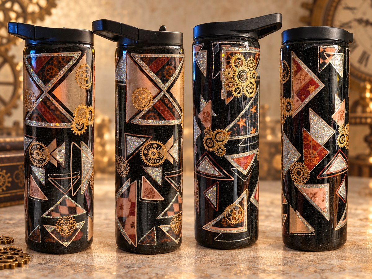 Midnight Clockwork – Steampunk Glitter 30oz Tumbler