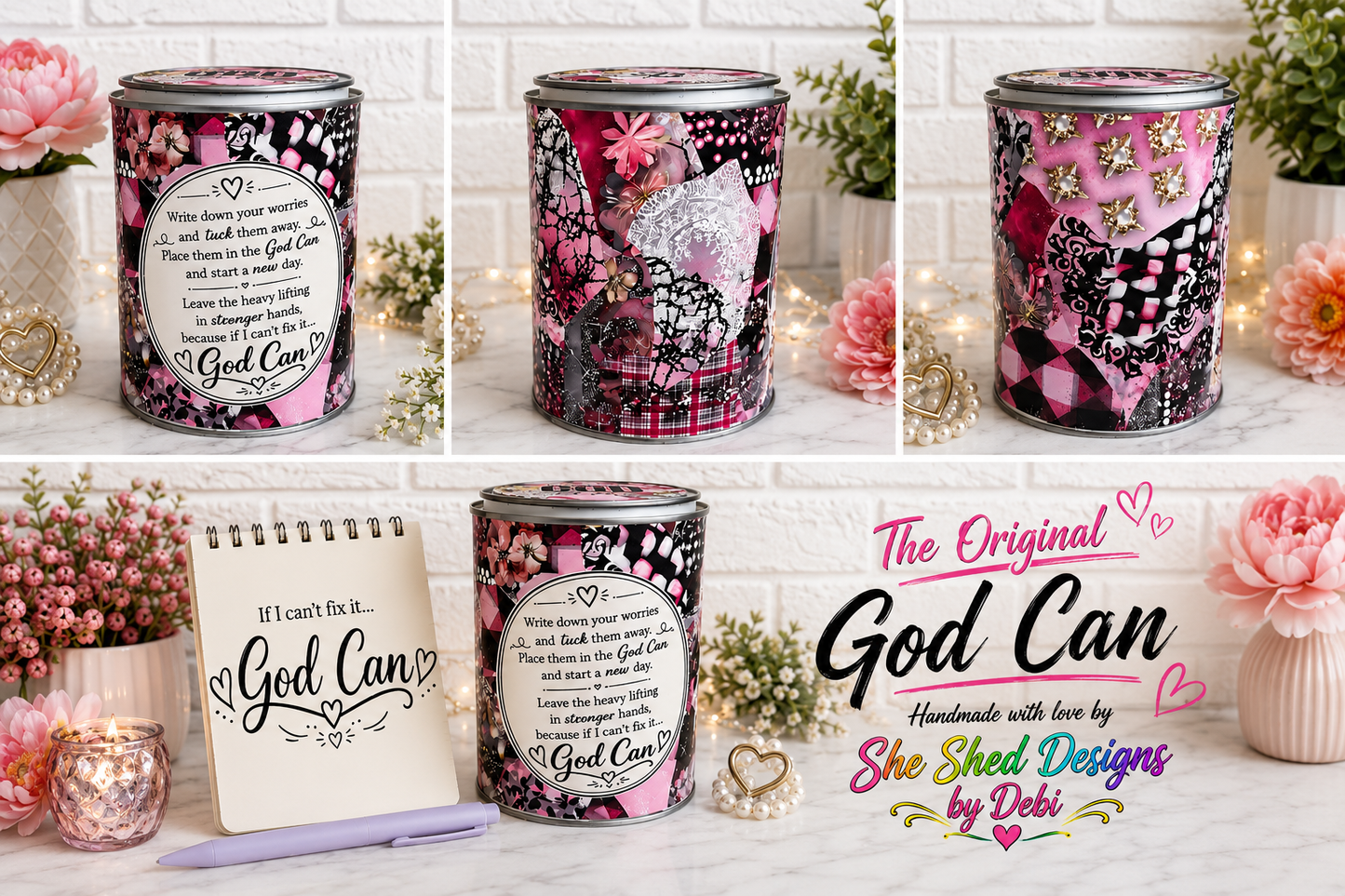 The Original God Can Gift Set™ by She Shed Designs by Debi |Handmade Faith Encouragement Gift with Notepad & Pen (#13)