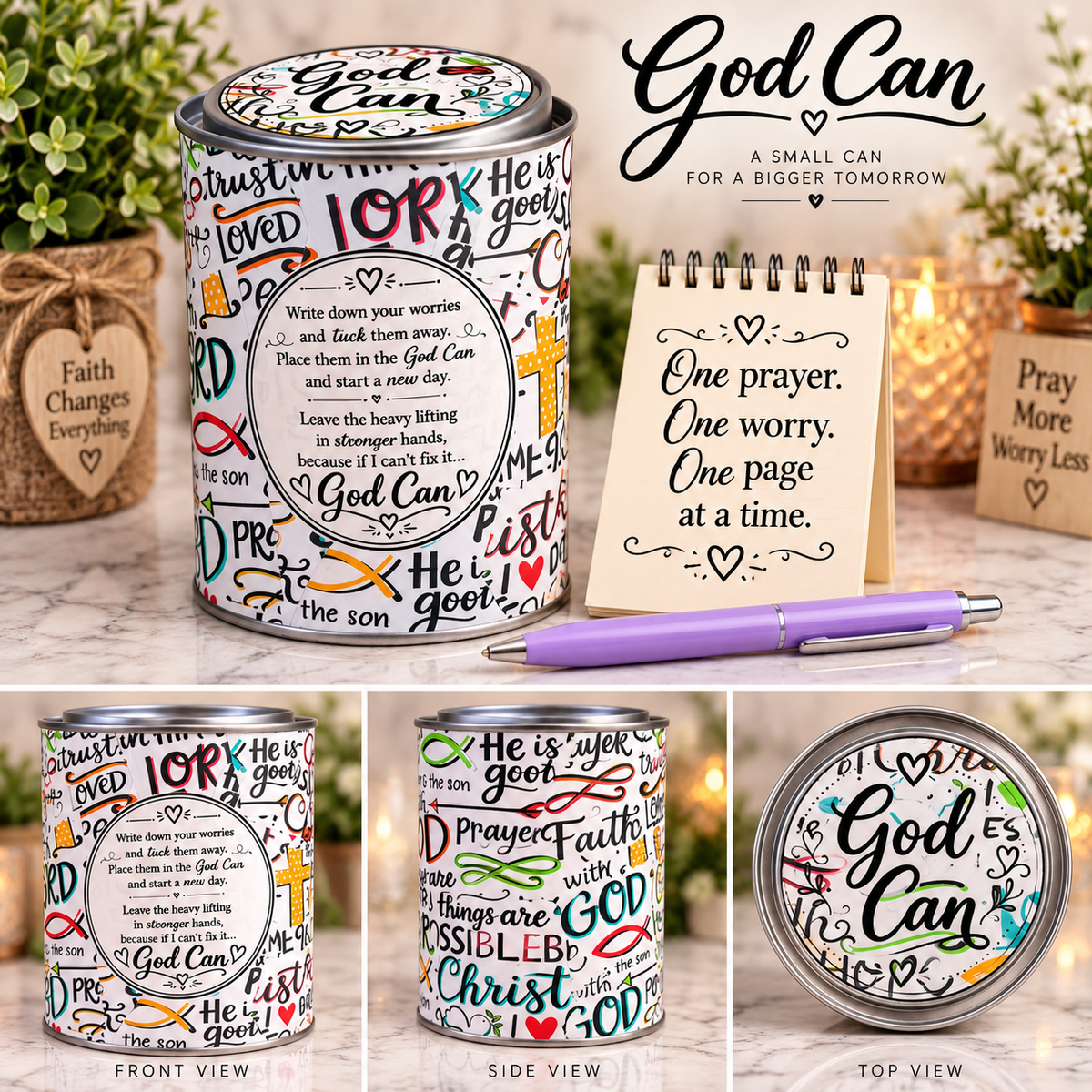 The Original God Can Gift Set™ by She Shed Designs by Debi |Handmade Faith Encouragement Gift with Notepad & Pen (#27)