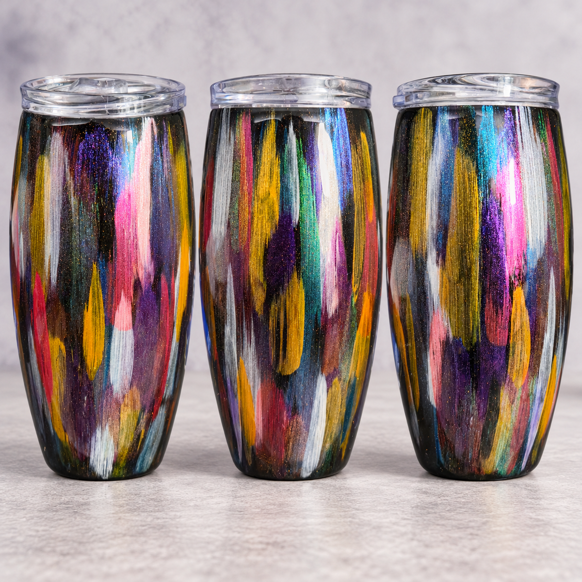 Strokes of Sass – Colorful Brushstroke Barrel Tumbler
