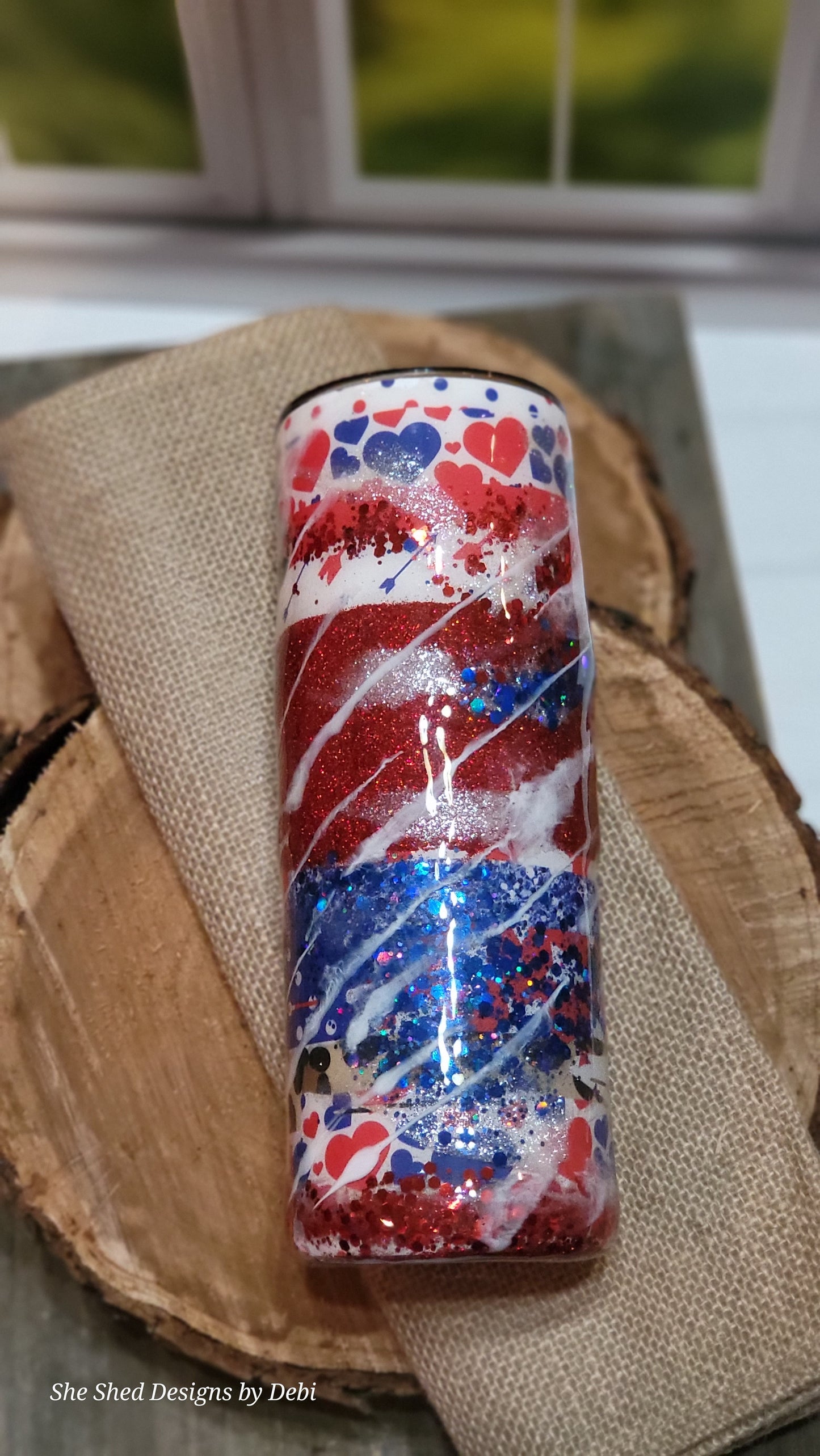 20oz Red, White, Blue, Leopard, Polka Dot, & Heart Print Tumbler