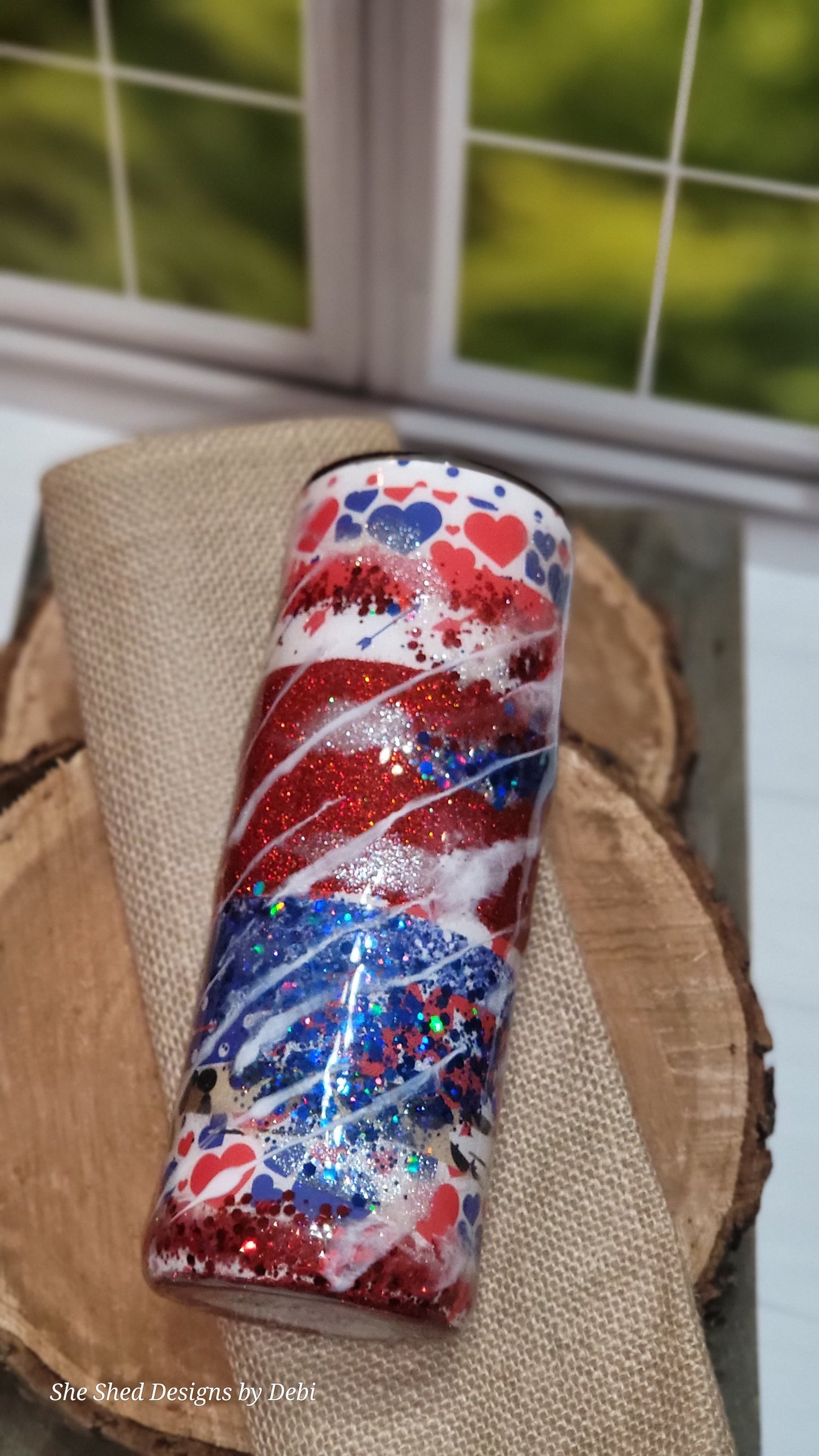 20oz Red, White, Blue, Leopard, Polka Dot, & Heart Print Tumbler