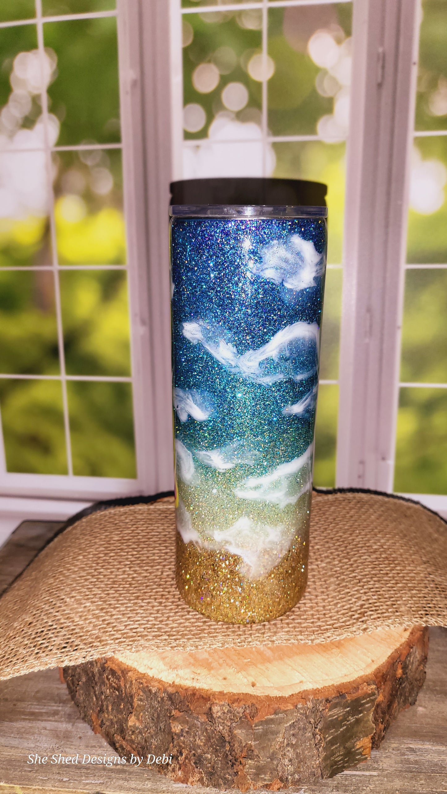 Beach Tumbler, 20 oz, stainless steel, beach bum, palm trees