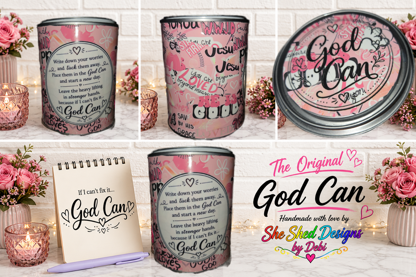 The Original God Can Gift Set™ by She Shed Designs by Debi |Handmade Faith Encouragement Gift with Notepad & Pen (#30)