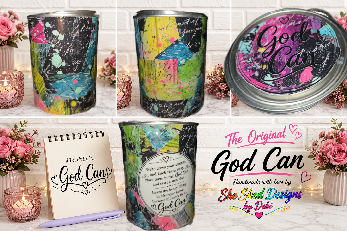 The Original God Can Gift Set™ by She Shed Designs by Debi |Handmade Faith Encouragement Gift with Notepad & Pen (#31)
