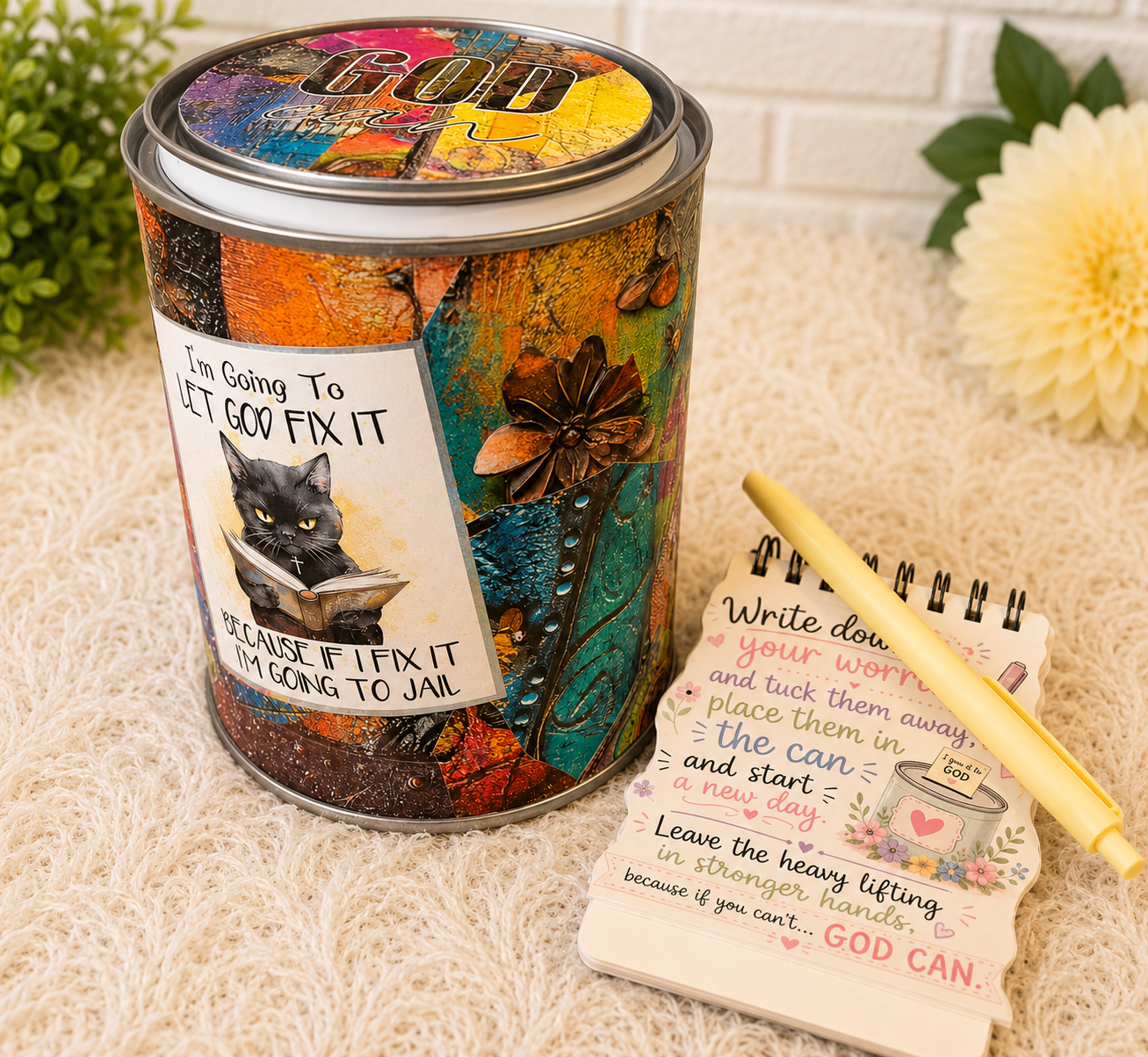 The Original God Can Gift Set™ by She Shed Designs by Debi |Handmade Faith Encouragement Gift with Notepad & Pen (#9)