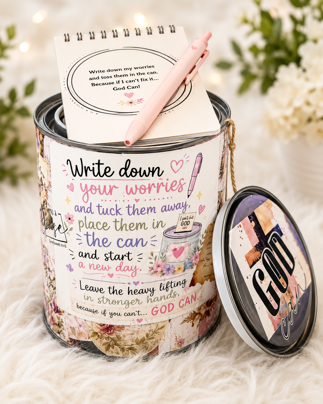The Original God Can Gift Set™ by She Shed Designs by Debi |Handmade Faith Encouragement Gift with Notepad & Pen (#2)