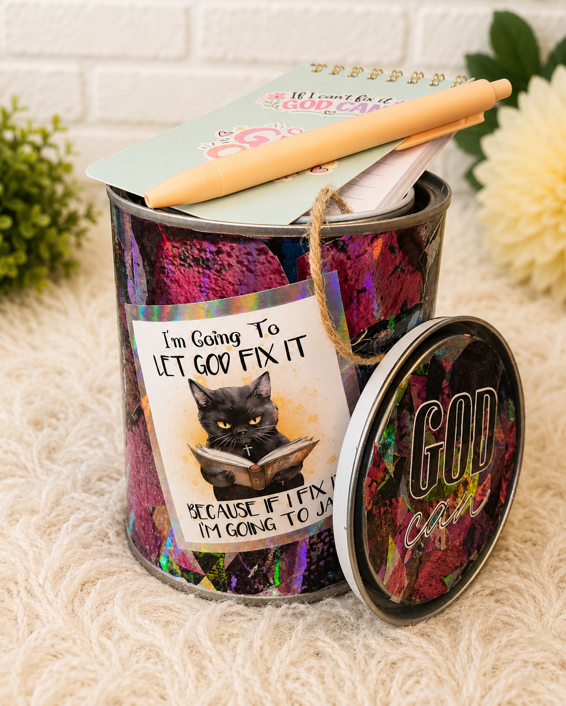 The Original God Can Gift Set™ by She Shed Designs by Debi |Handmade Faith Encouragement Gift with Notepad & Pen (#7)