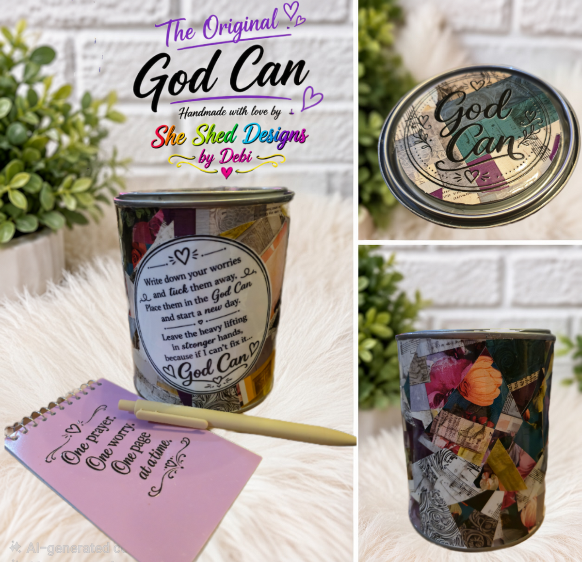 The Original God Can Gift Set™ by She Shed Designs by Debi |Handmade Faith Encouragement Gift with Notepad & Pen (#  )