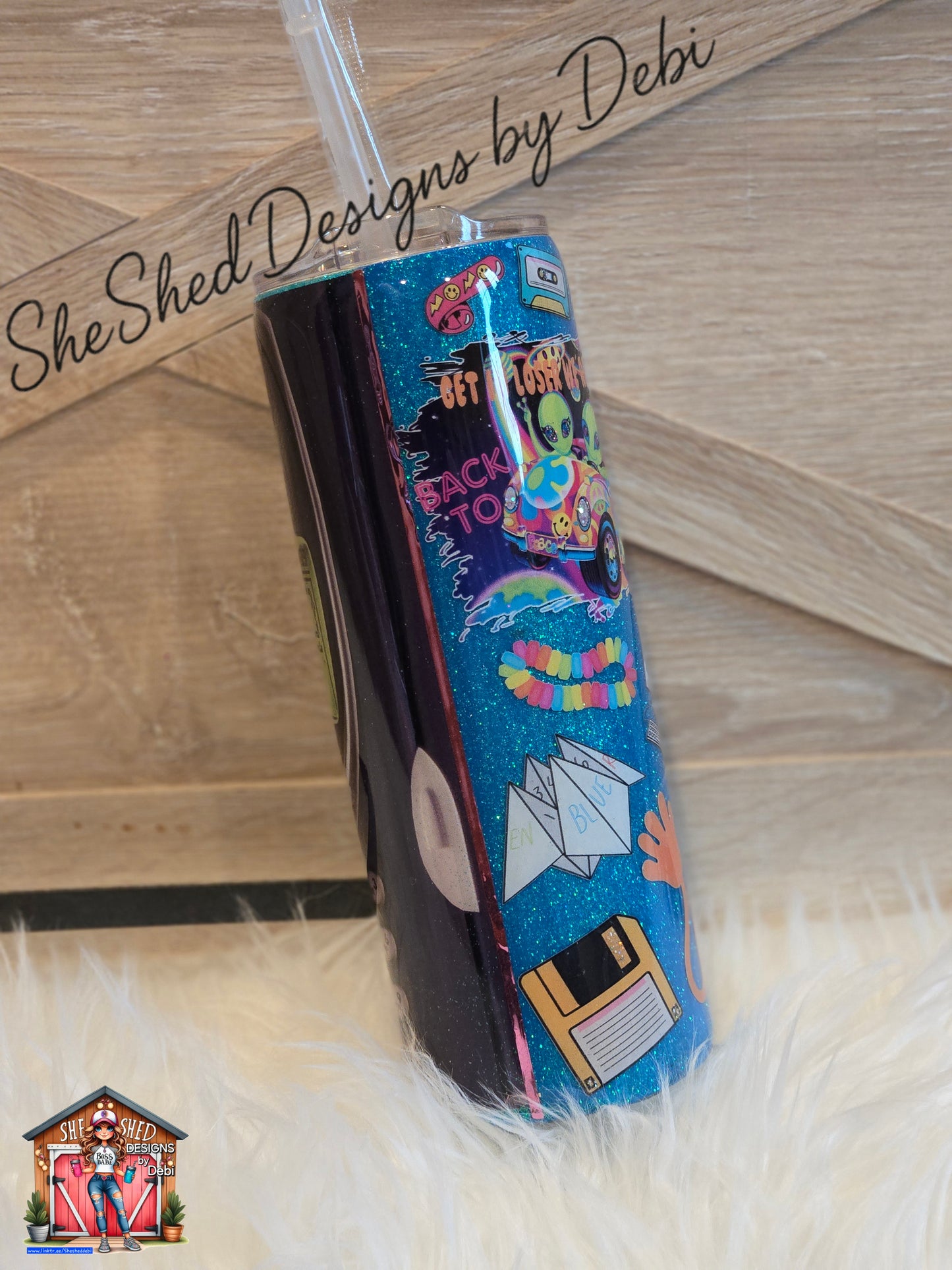 20oz “Back to the 90s” Glitter Tumbler – Retro Tech Nostalgia Cup with Classic Nokia Phone Design