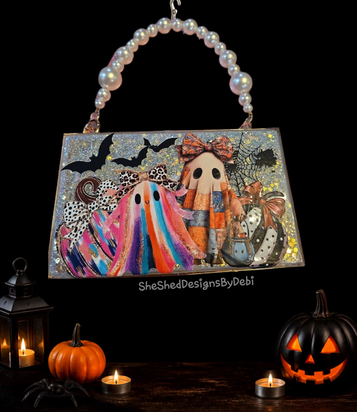 Pretty Little Haunting | Glitter Resin Halloween Acrylic Purse 👻🧡✨