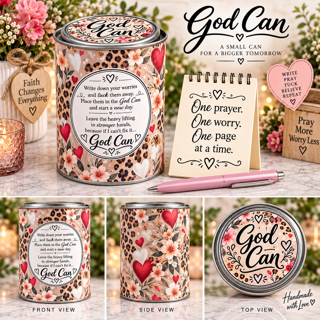 The Original God Can Gift Set™ by She Shed Designs by Debi |Handmade Faith Encouragement Gift with Notepad & Pen (#28)