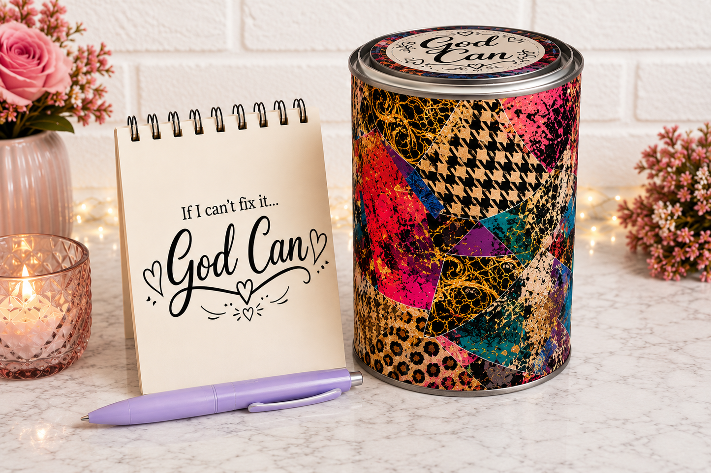 The Original God Can Gift Set™ by She Shed Designs by Debi |Handmade Faith Encouragement Gift with Notepad & Pen (#19)