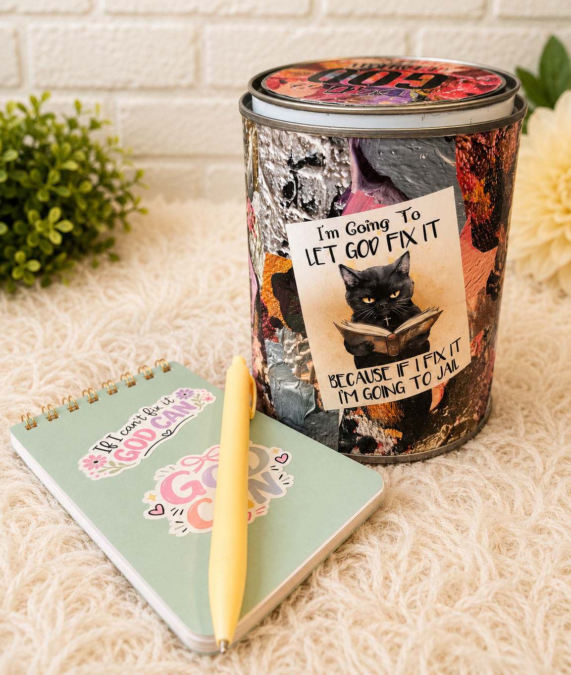 The Original God Can Gift Set™ by She Shed Designs by Debi |Handmade Faith Encouragement Gift with Notepad & Pen (#5)
