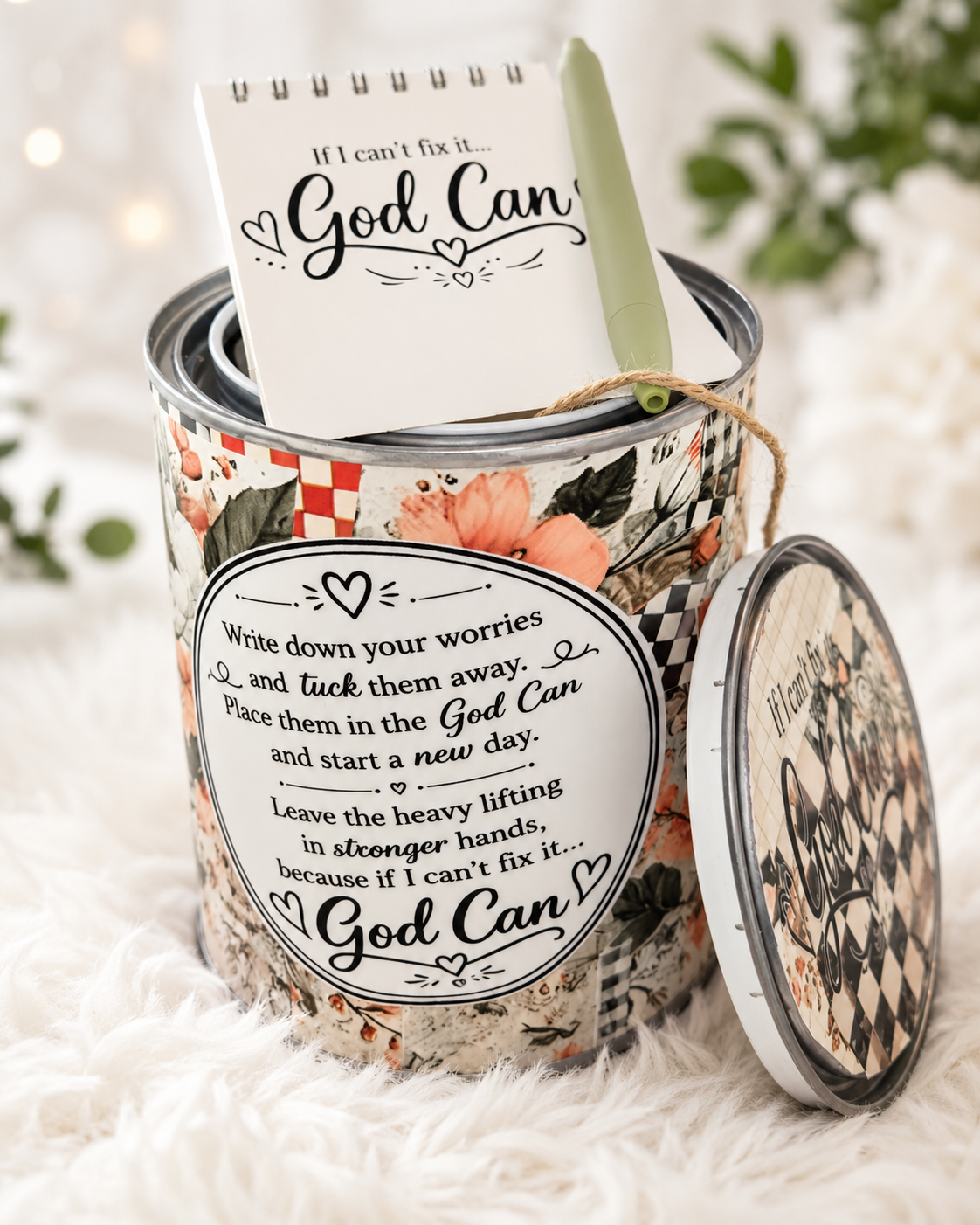 The Original God Can Gift Set™ by She Shed Designs by Debi |Handmade Faith Encouragement Gift with Notepad & Pen (#1)