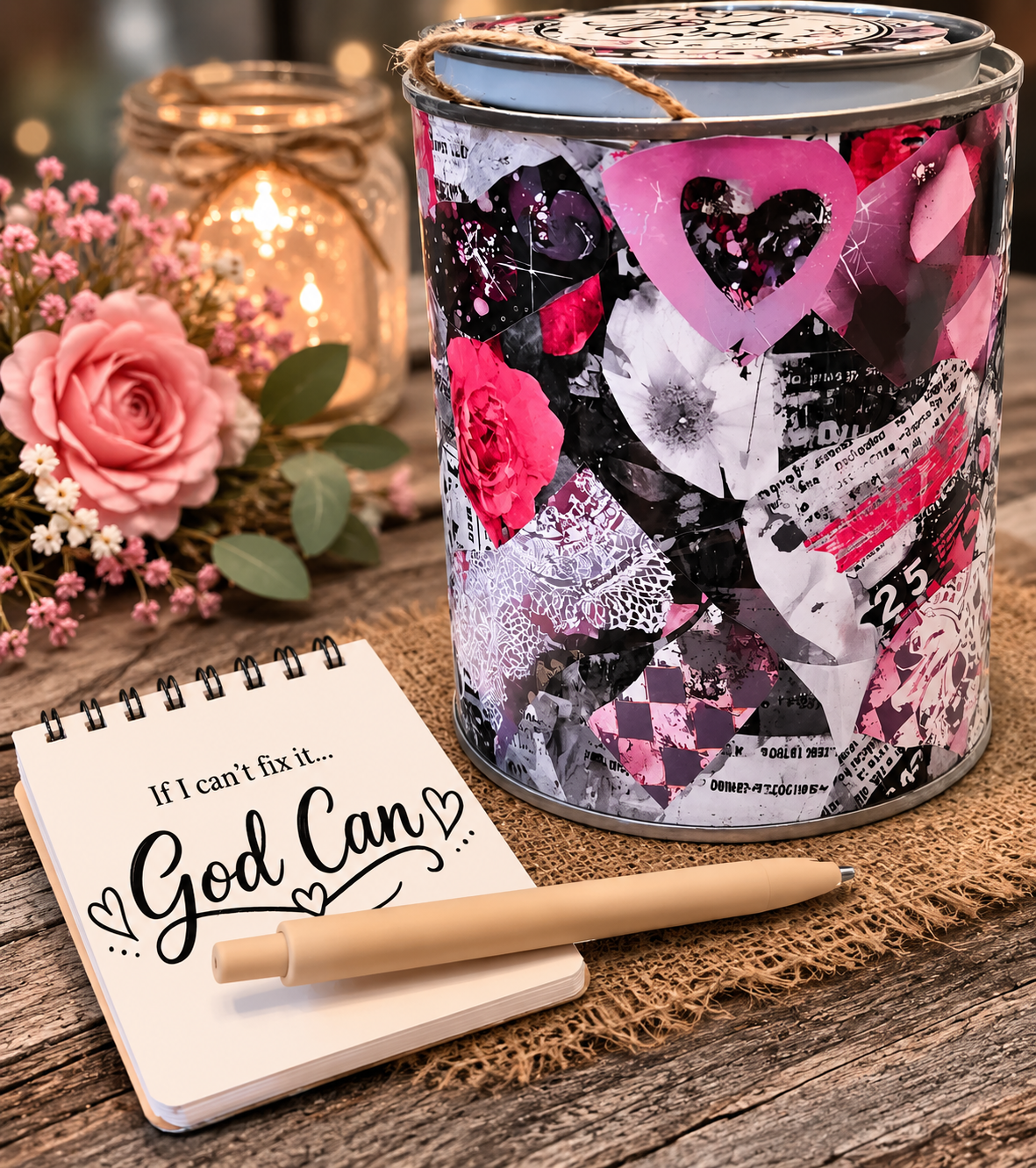 The Original God Can Gift Set™ by She Shed Designs by Debi |Handmade Faith Encouragement Gift with Notepad & Pen (#12)