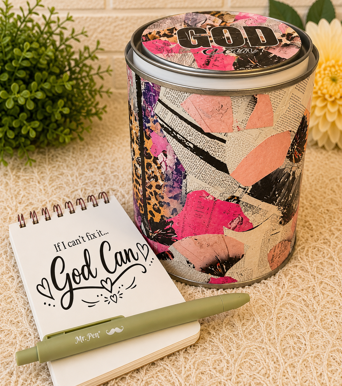 The Original God Can Gift Set™ by She Shed Designs by Debi |Handmade Faith Encouragement Gift with Notepad & Pen (#11)
