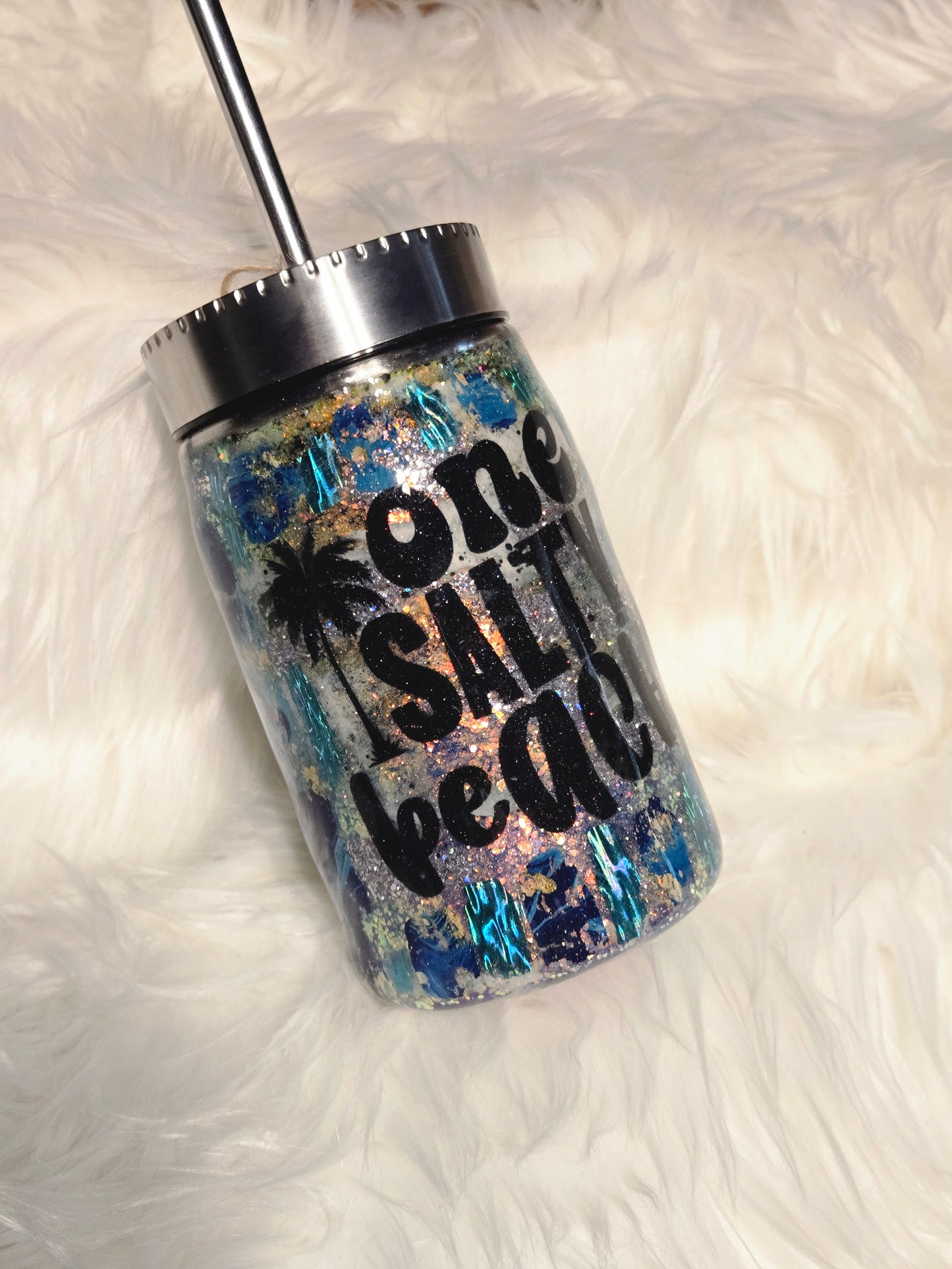 One Salty Beach Mason Jar Tumbler