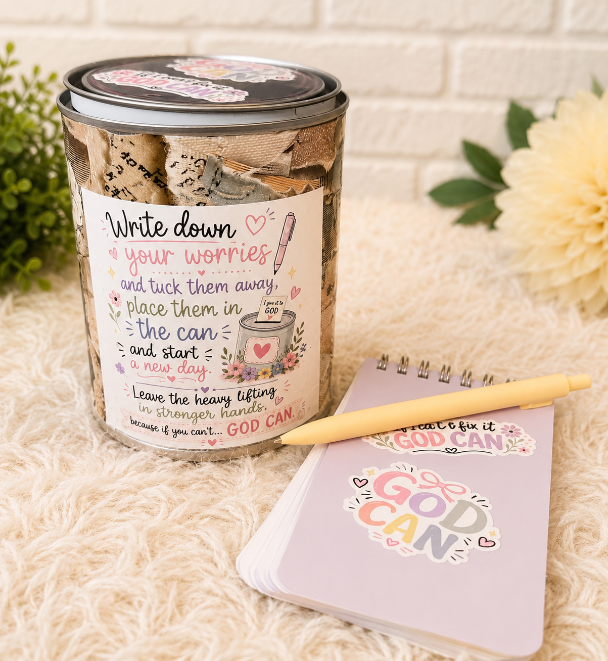 The Original God Can Gift Set™ by She Shed Designs by Debi |Handmade Faith Encouragement Gift with Notepad & Pen (#6)