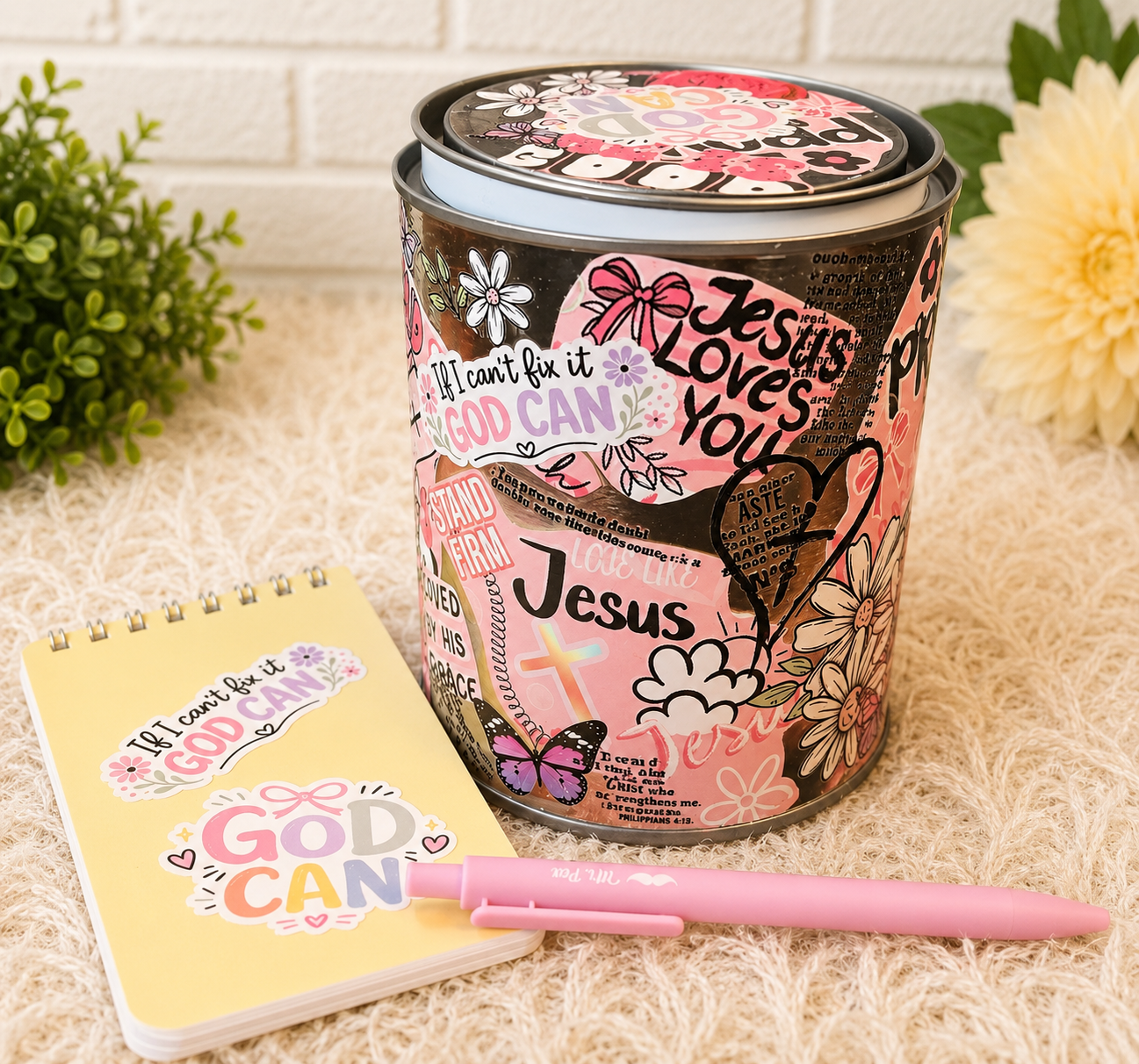 The Original God Can Gift Set™ by She Shed Designs by Debi |Handmade Faith Encouragement Gift with Notepad & Pen (#8)