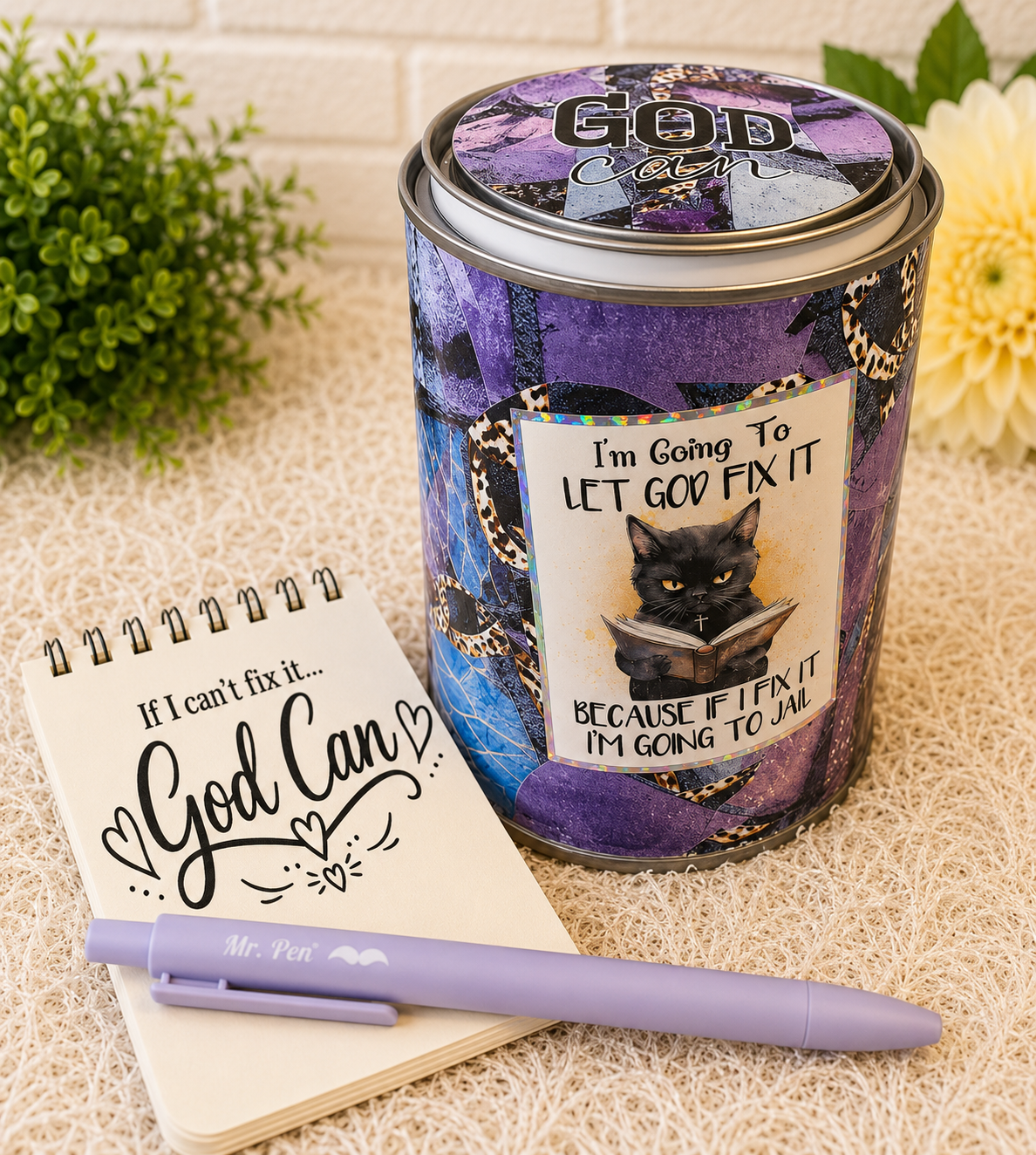 The Original God Can Gift Set™ by She Shed Designs by Debi |Handmade Faith Encouragement Gift with Notepad & Pen (#10)