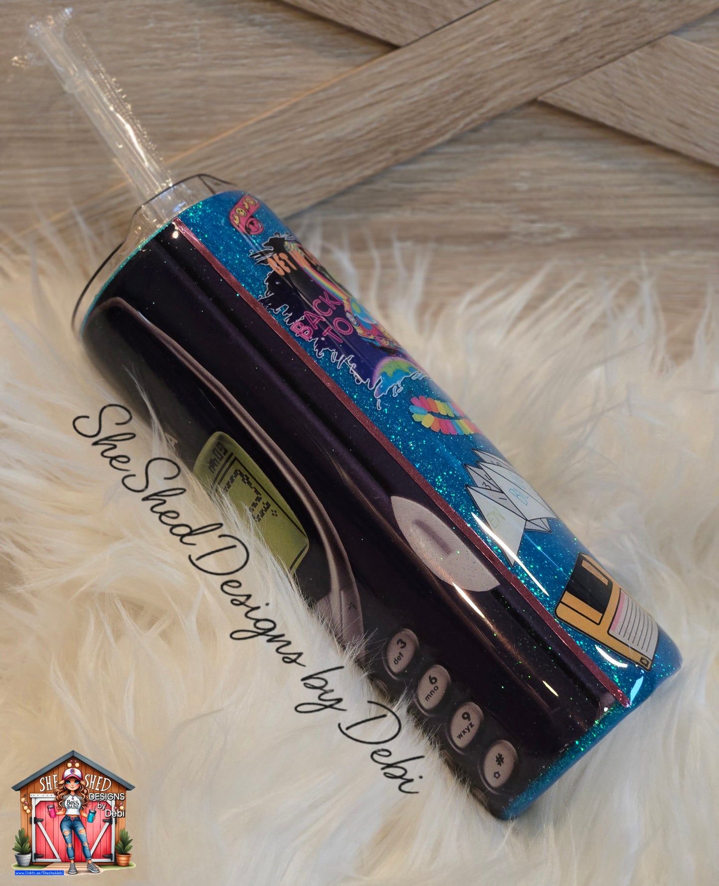 20oz “Back to the 90s” Glitter Tumbler – Retro Tech Nostalgia Cup with Classic Nokia Phone Design