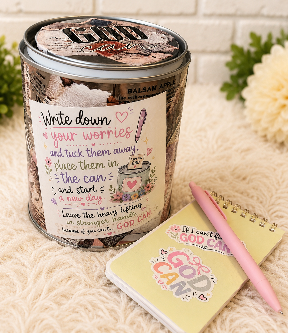 The Original God Can Gift Set™ by She Shed Designs by Debi |Handmade Faith Encouragement Gift with Notepad & Pen (#4)