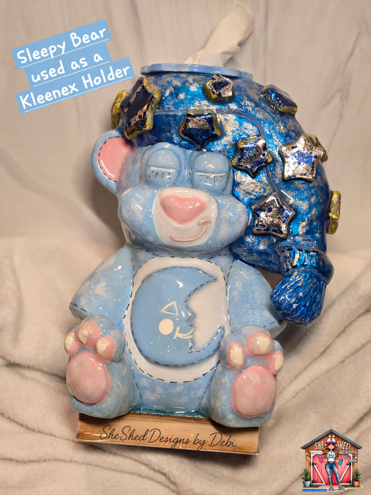 Hand-Sculpted 3D Sleepy Bear – 30oz Tumbler / Kleenex Dispenser / Children’s Bank
