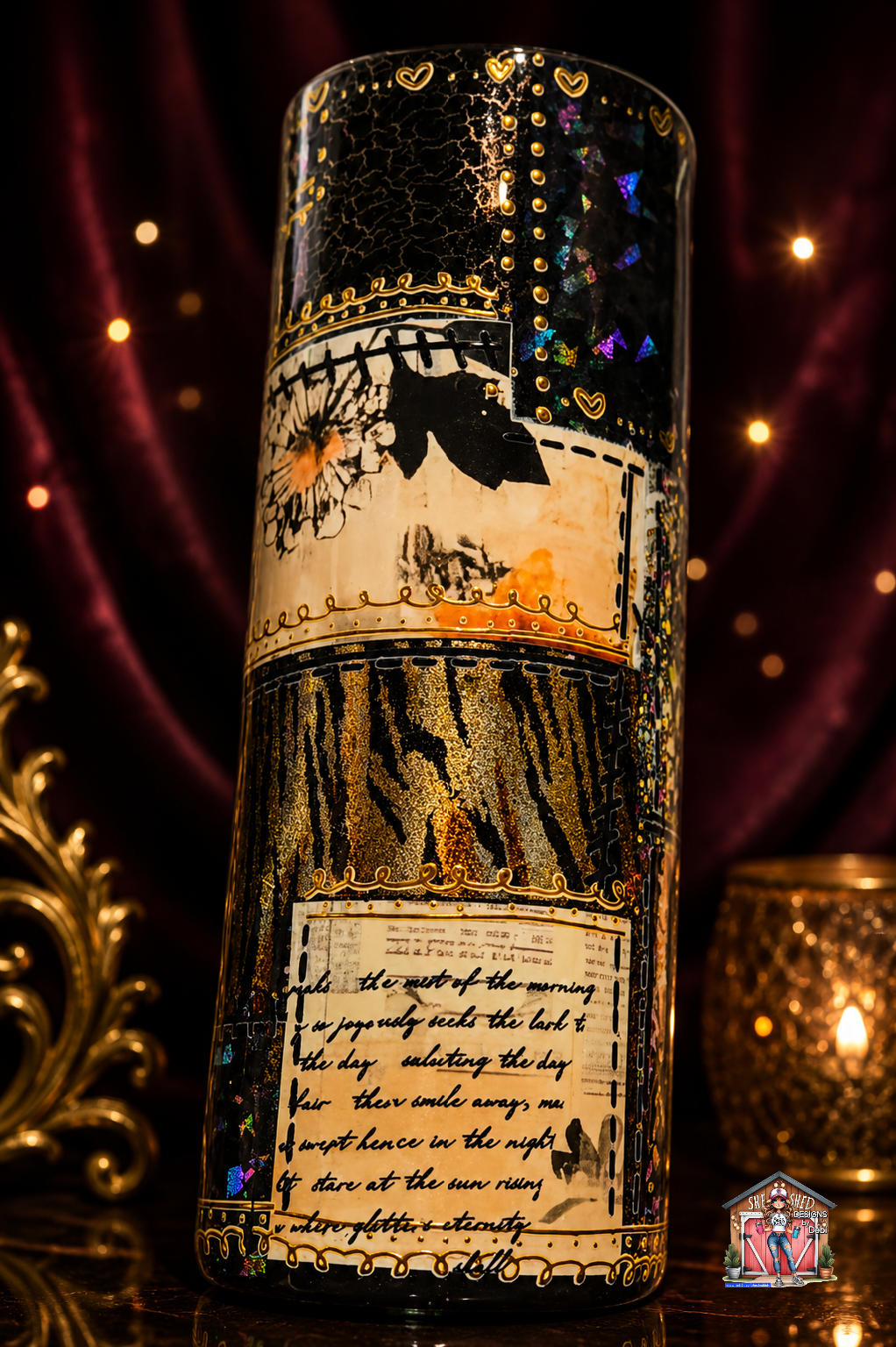 Gilded & Stitched Patchwork – 20oz Tumbler
