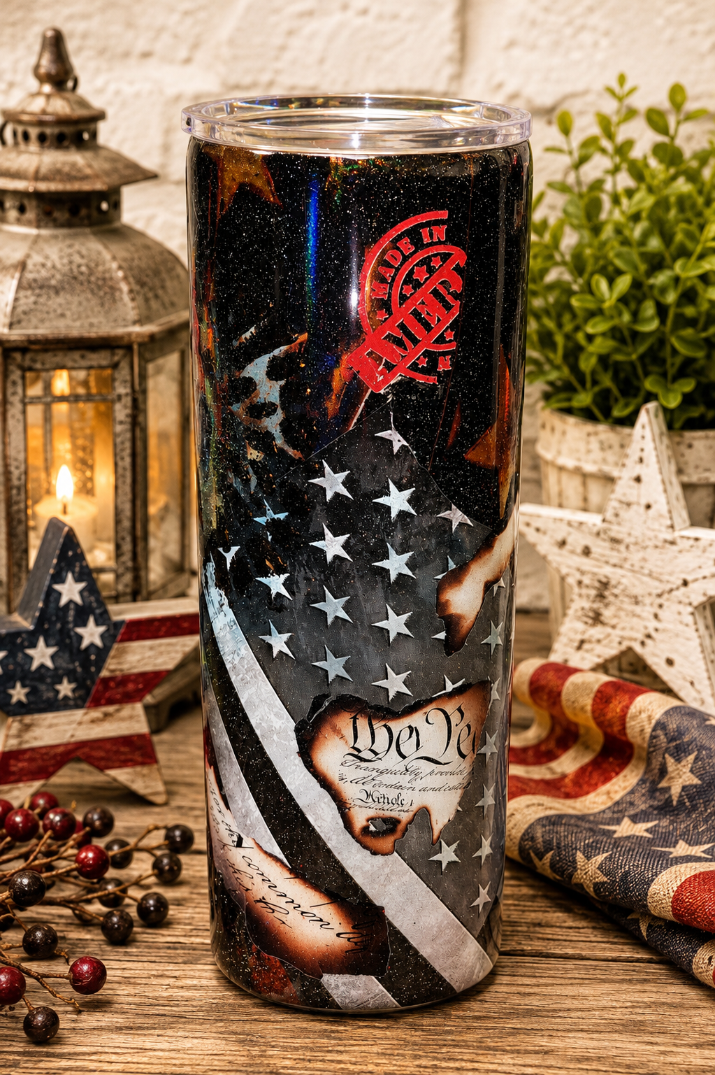 “We the People" – Distressed Americana 30oz Tumbler