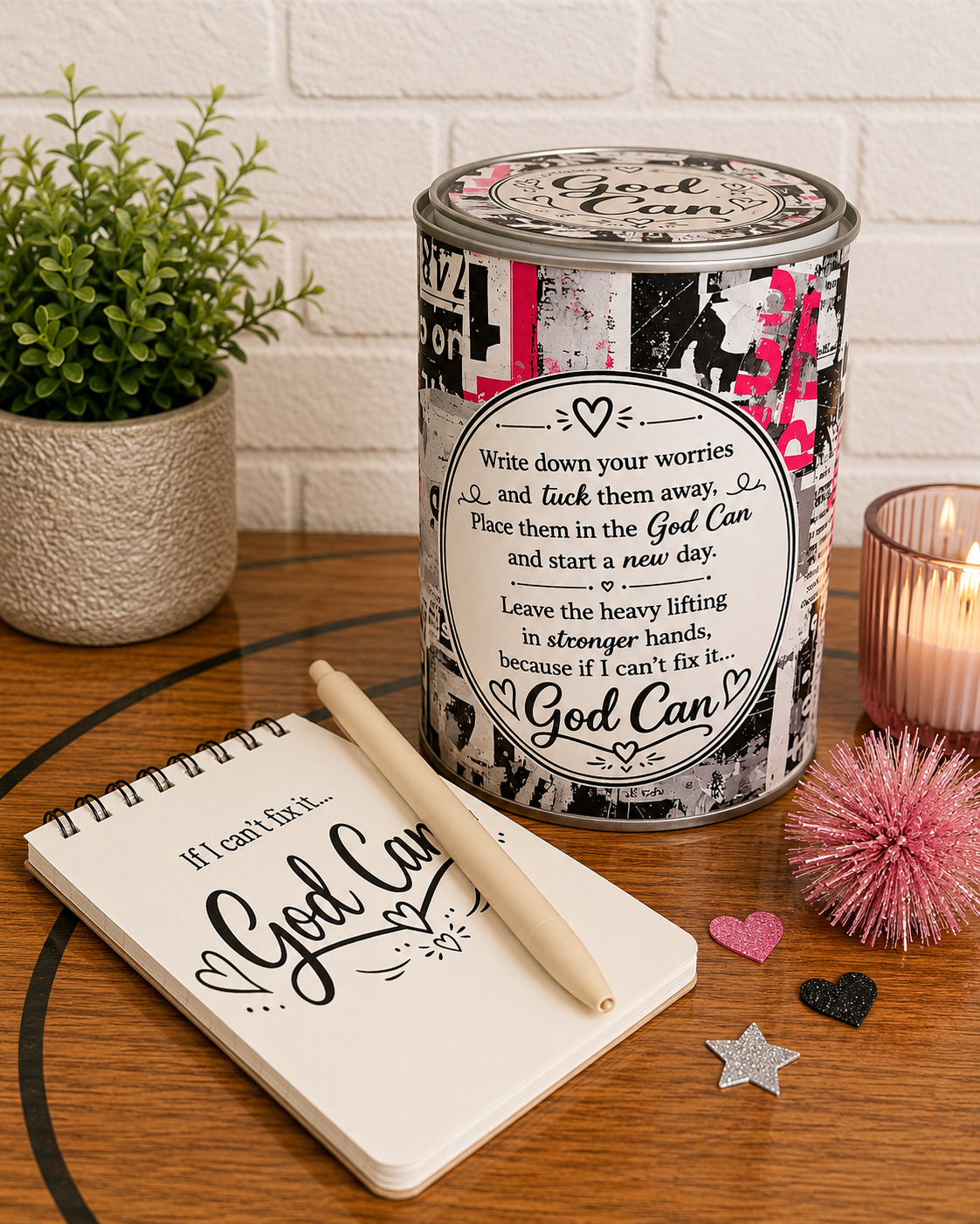 The Original God Can Gift Set™ by She Shed Designs by Debi |Handmade Faith Encouragement Gift with Notepad & Pen (#12)