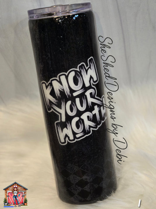 Know Your Worth • Dark Minimalist 30 oz Ready-to-Ship Tumbler