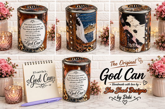 The Original God Can Gift Set™ by She Shed Designs by Debi |Handmade Faith Encouragement Gift with Notepad & Pen (#18western)
