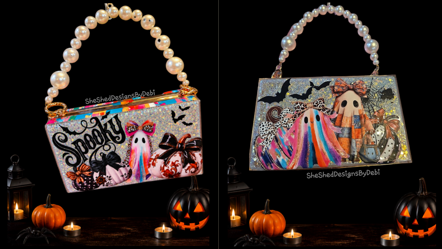 Pretty Little Haunting | Glitter Resin Halloween Acrylic Purse 👻🧡✨