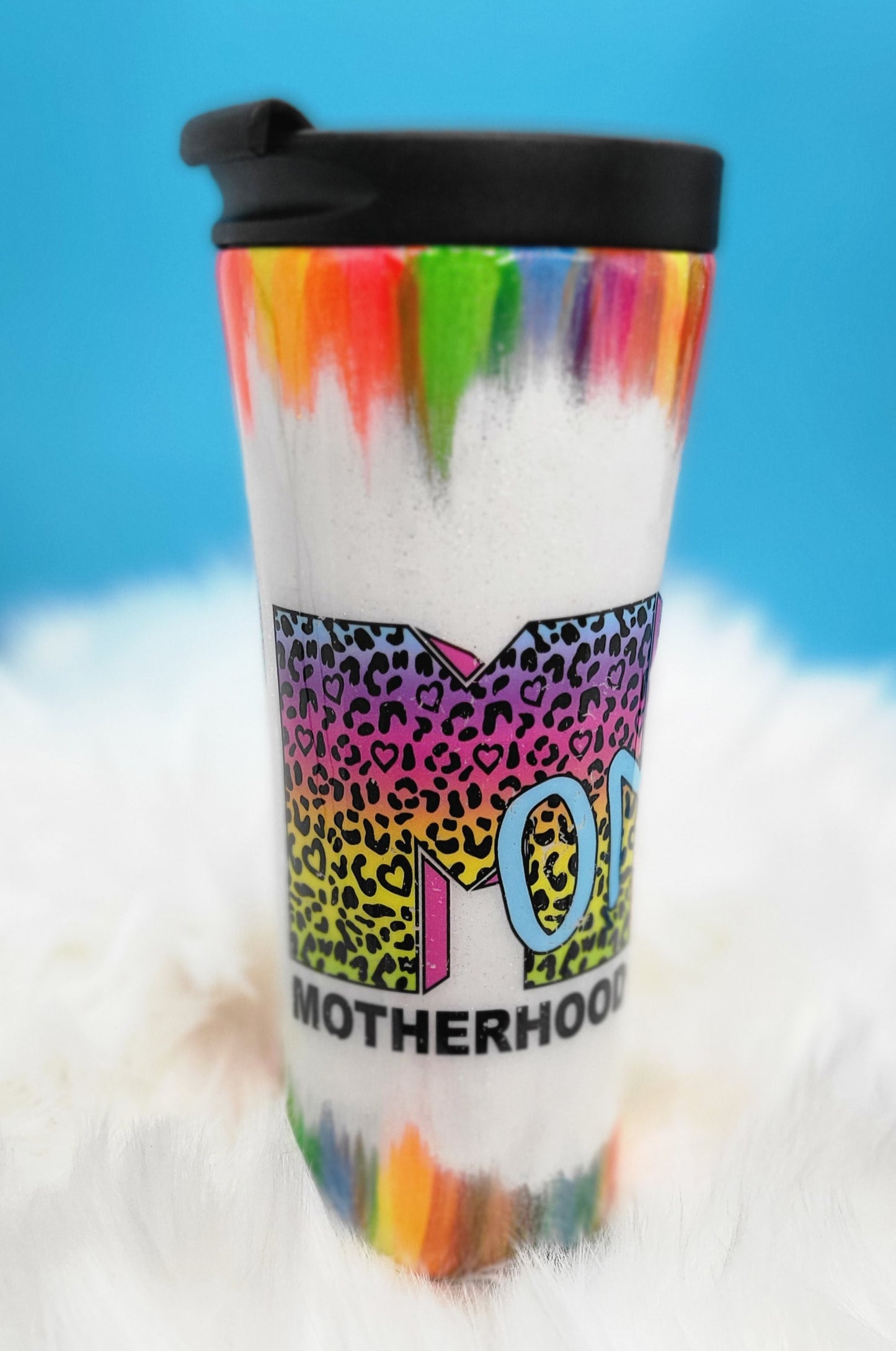 Travel Tumbler, Mom, Lisa Frank, MTV, Leopard, Rainbow, Personalizable