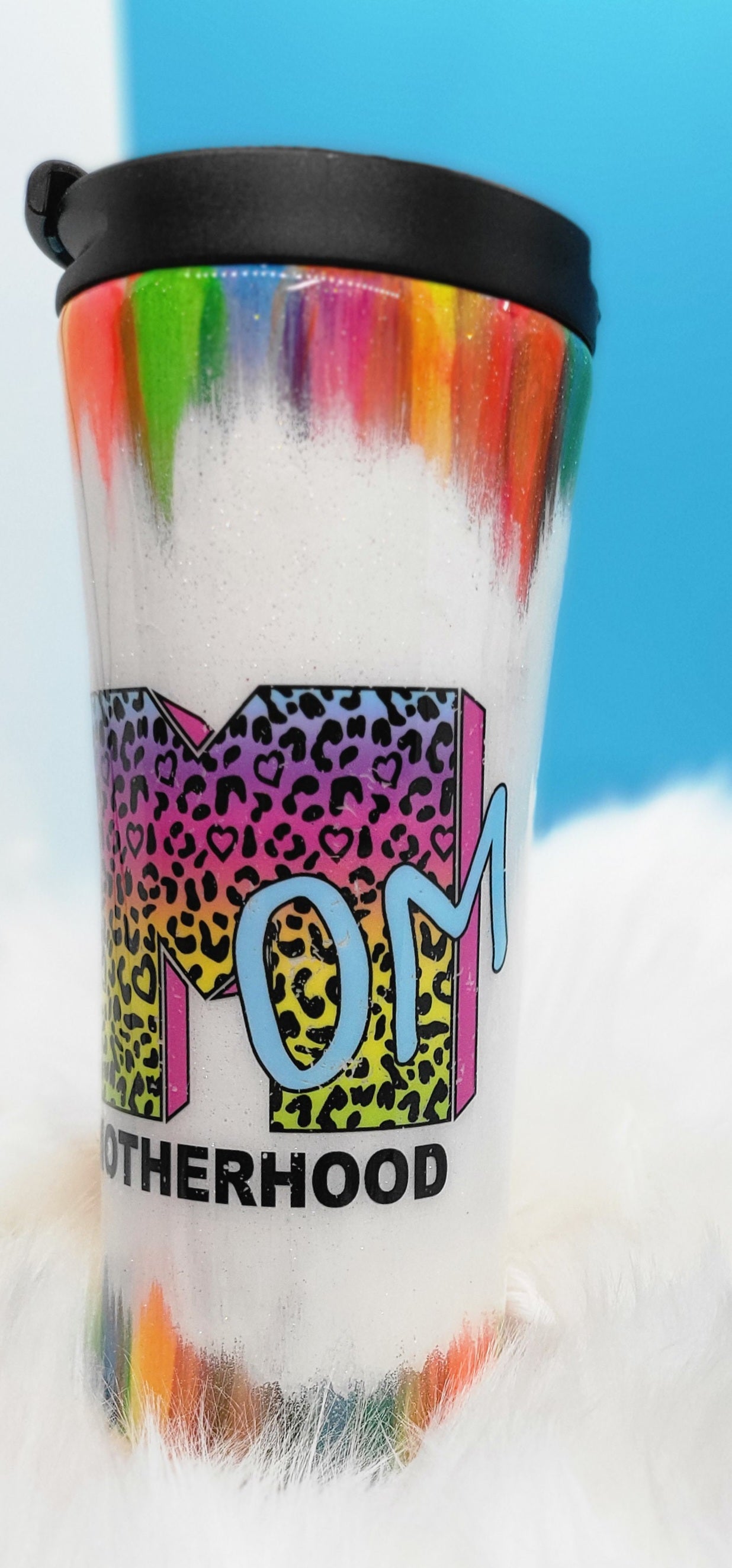 Travel Tumbler, Mom, Lisa Frank, MTV, Leopard, Rainbow, Personalizable