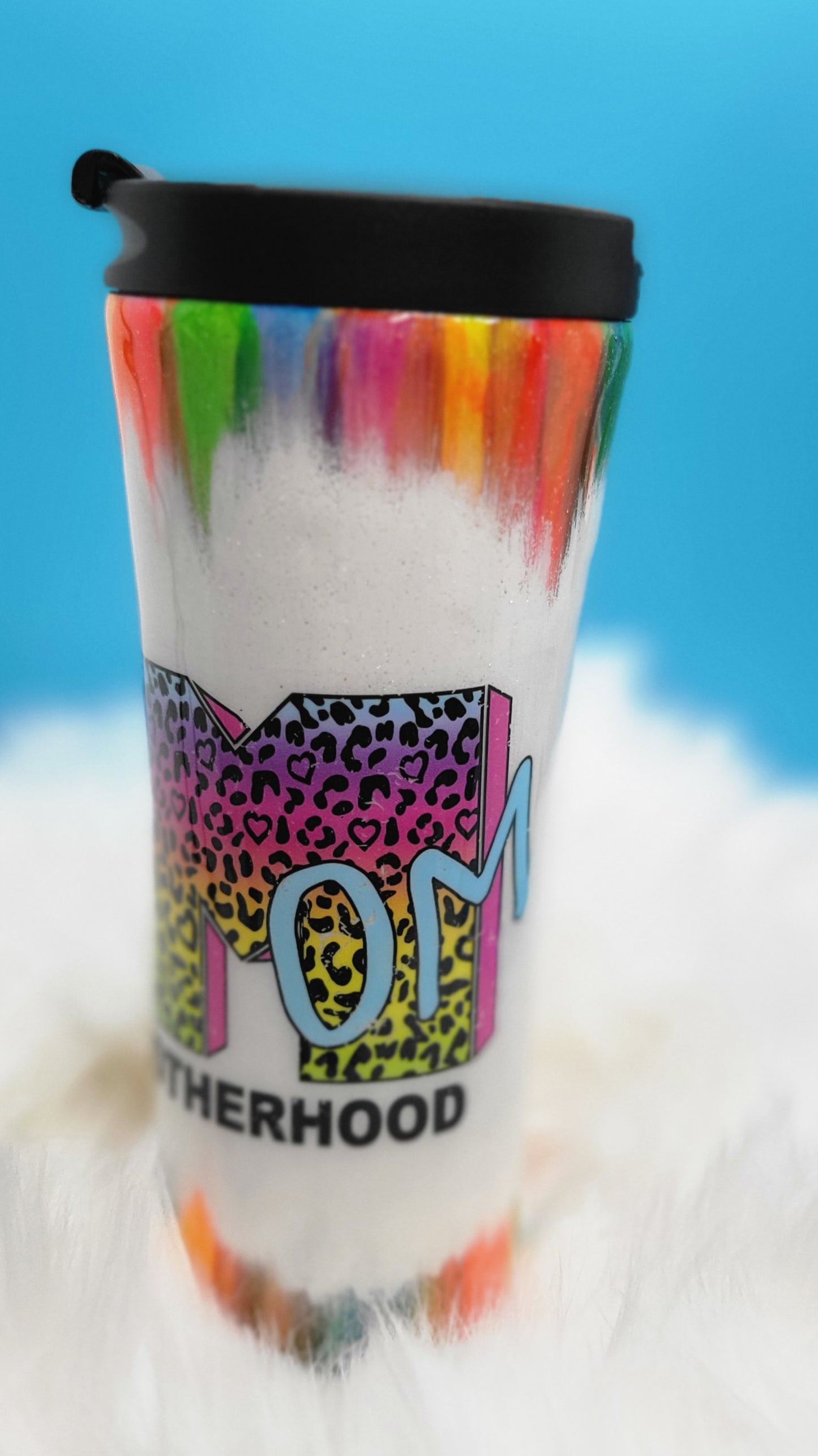 Travel Tumbler, Mom, Lisa Frank, MTV, Leopard, Rainbow, Personalizable