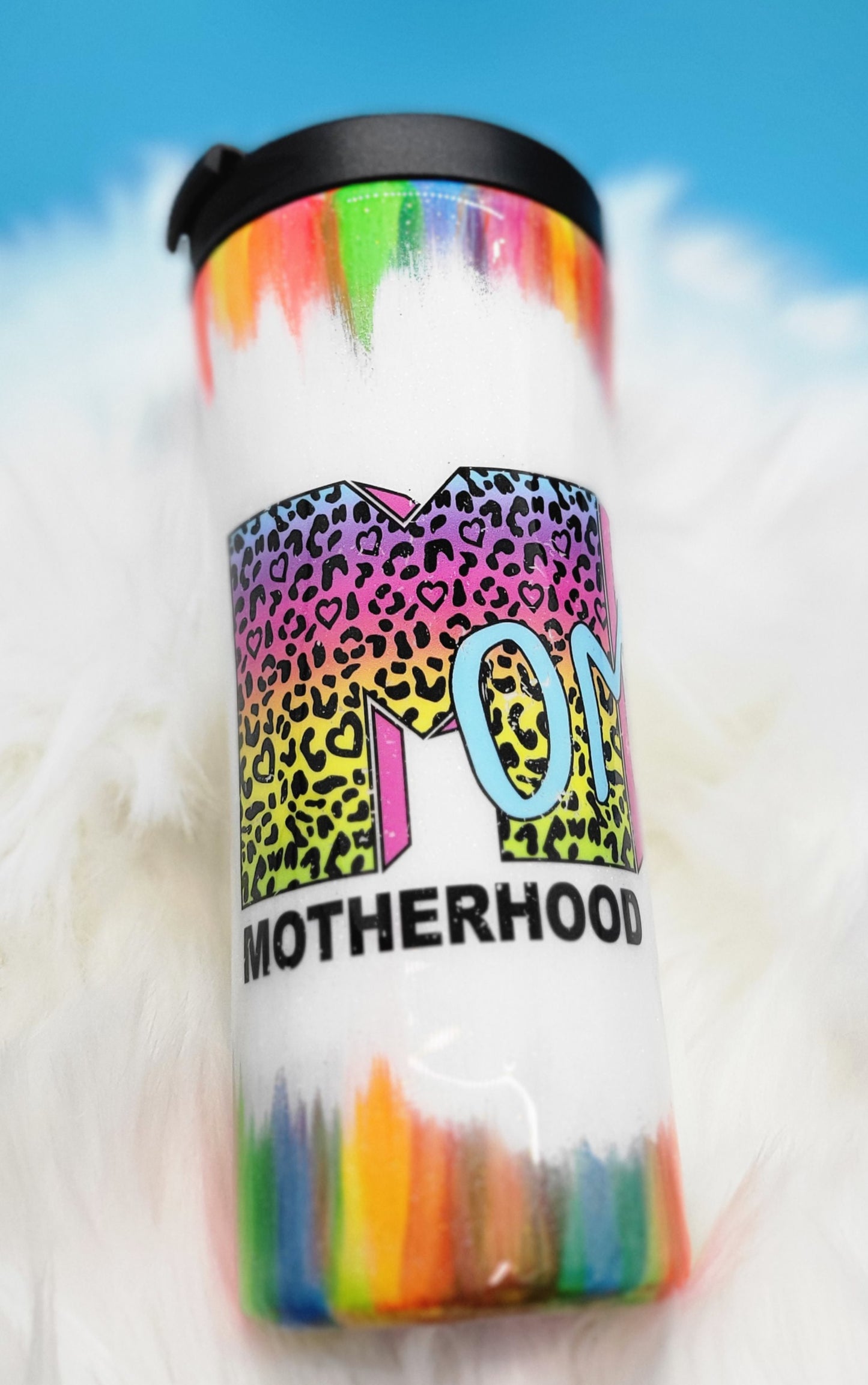 Travel Tumbler, Mom, Lisa Frank, MTV, Leopard, Rainbow, Personalizable