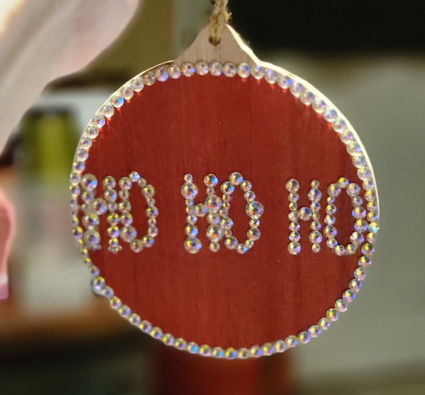 Ho Ho Ho Rhinestone & Wooden Ornaments